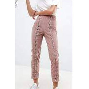 ASOS Slim Corduroy Pants with Lace Up. Rosy Brown High rise SZ 4. Zip up back.
